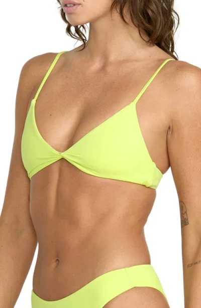 Volcom Simply Seamless Twist Front Bikini Top In Green