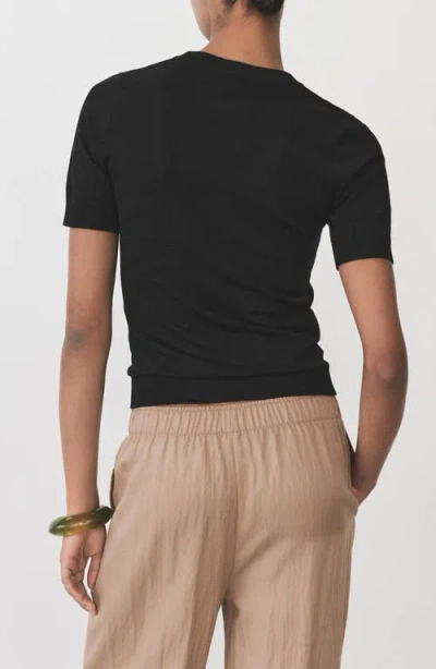 Mango Short Sleeve Sweater In Black