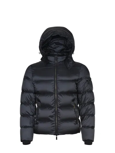 Moorer Hooded Padded Casual Coat Regular Fit In Black