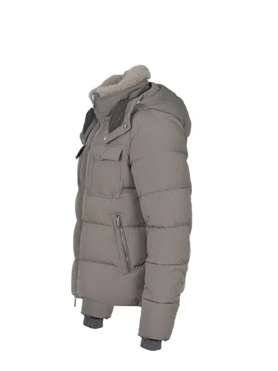 Moorer Pockets Hooded Quilted Ribbed Cuffs In Gray