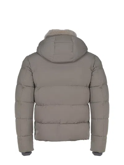 Moorer Pockets Hooded Quilted Ribbed Cuffs In Gray