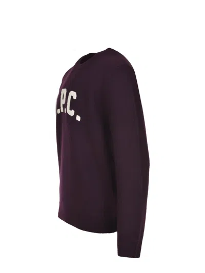 Apc Plum Wool Jay Sweater In Burgundy