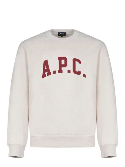 Apc A.p.c. Logo Printed Crewneck Sweatshirt In White