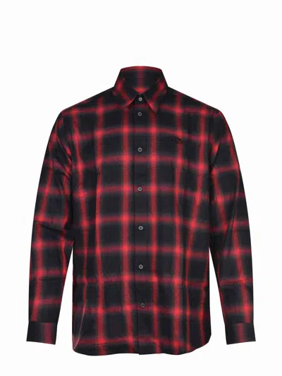 Diesel Button-up Shirt With Bold Checkered Pattern In Red