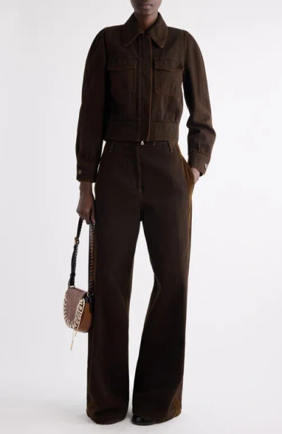 Dries Van Noten Vistam Denim Jacket In Brown