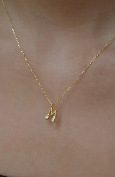 Argento Vivo Sterling Silver Cubic Zirconia Bubble Initial Necklace In Gold