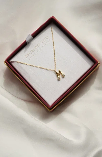 Argento Vivo Sterling Silver Cubic Zirconia Bubble Initial Necklace In Gold