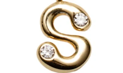 Argento Vivo Sterling Silver Cubic Zirconia Bubble Initial Necklace In Gold