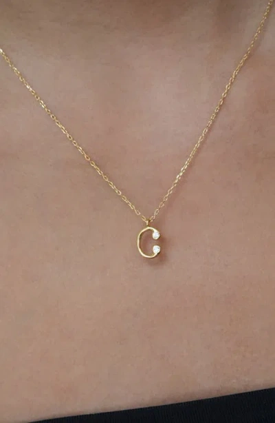 Argento Vivo Sterling Silver Cubic Zirconia Bubble Initial Necklace In Gold