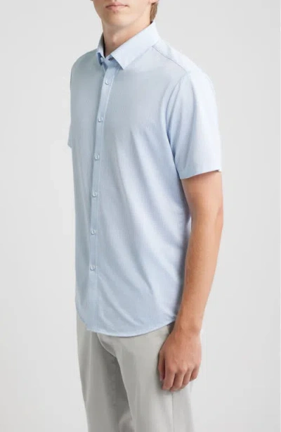 Mizzen + Main Mizzen+main Halyard Trim Fit Short Sleeve Performance Button-up Shirt In Blue
