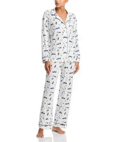 Eberjey Gisele Printed Long Pajama Set In White