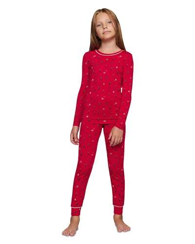 Eberjey Unisex Printed Long Sleeve Pj Set - Little Kid, Big Kid In Red