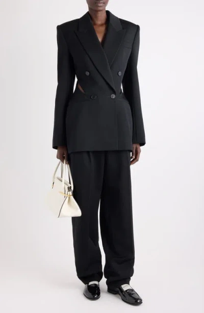 Givenchy Double Breasted Slashed Wool Blazer In Black