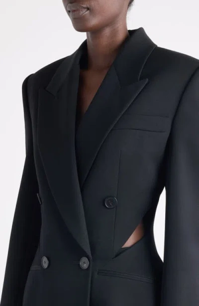 Givenchy Double Breasted Slashed Wool Blazer In Black