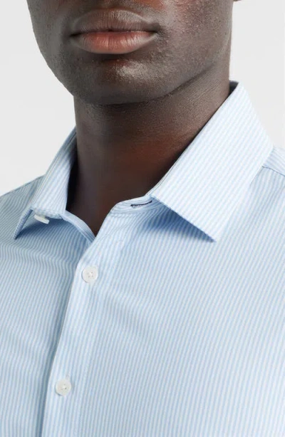 Mizzen + Main Mizzen+main Leeward Trim Fit Stripe Performance Button-up Shirt In Blue