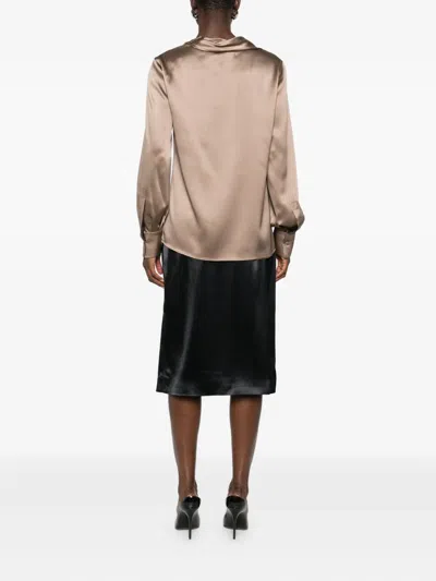 Max Mara Silk-satin Blouse In Neutral