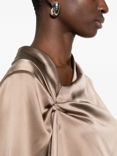 Max Mara Silk-satin Blouse In Neutral
