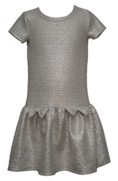 Iris & Ivy Kids' Foil Sequin Drop Waist Party Dress & Crop Cardigan Set In Red