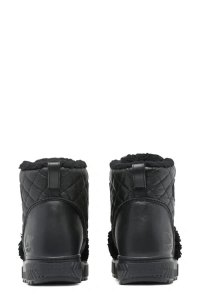 Sorel One Alpine Lux Fleece-lined Quilted Leather Ankle Boots In Black