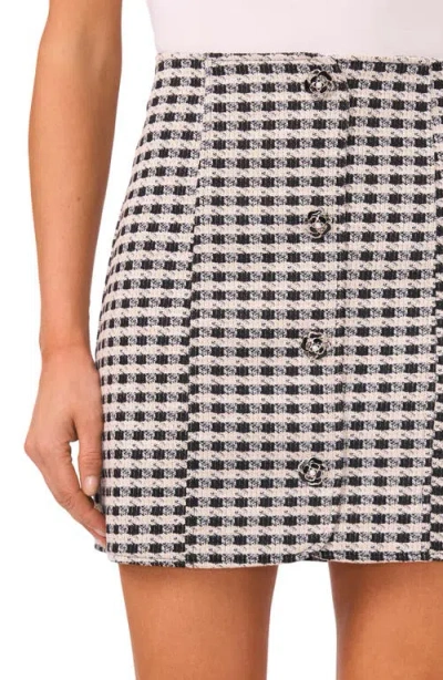 Cece Metallic Button Front Tweed Miniskirt In Multi