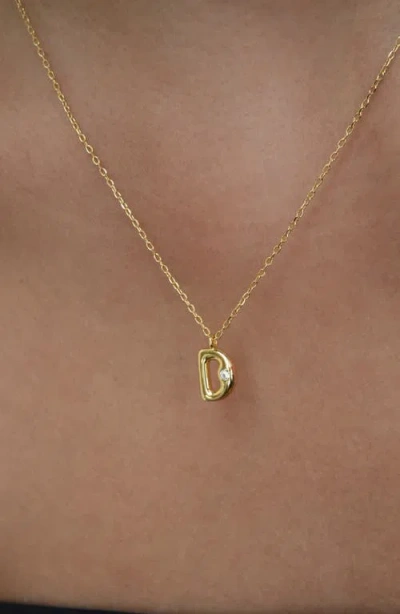 Argento Vivo Sterling Silver Cubic Zirconia Bubble Initial Necklace In Gold
