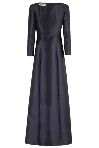 Alberta Ferretti Miakdo Blue Midi Dress In Black