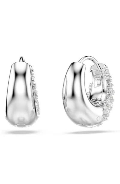 Swarovski Sublima Rhodium Plated Earrings In Silver
