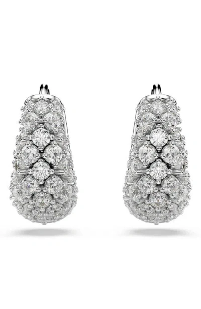 Swarovski Sublima Rhodium Plated Earrings In Silver