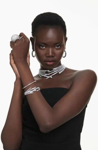 Swarovski Sublima Rhodium Plated Hoop Earrings In Silver