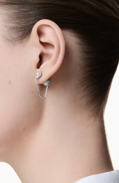 Swarovski Womens Silver Una Rhodium-plated And Zirconia Stud Earrings In Metallic