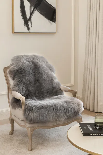 Infinity Leather Genuine Mushroom Sheepskin Silky Natural Soft Fluffy Real Wool Rug In Gray