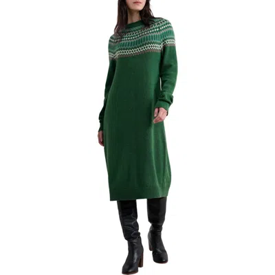 Seasalt Cornwall Bird Ring Long Sleeve Sweater Dress In Green