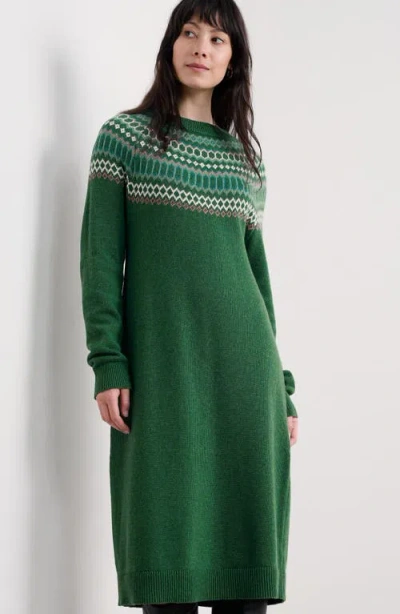 Seasalt Cornwall Bird Ring Long Sleeve Sweater Dress In Green