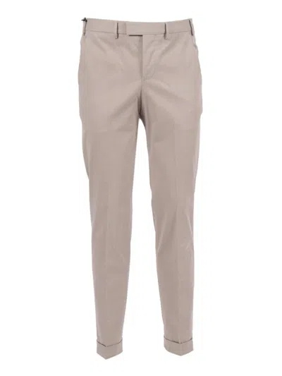 Pt01 Flat Front Casual Trousers In Nude