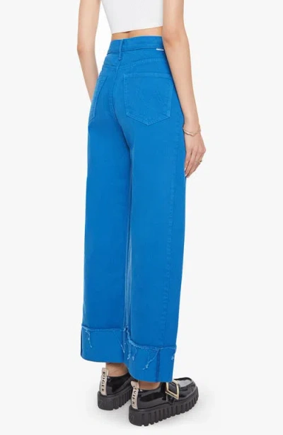 Mother The Half Pipe Frayed Cuffed Barrel Leg Jeans In Blue