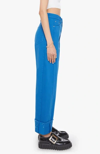 Mother The Half Pipe Frayed Cuffed Barrel Leg Jeans In Blue