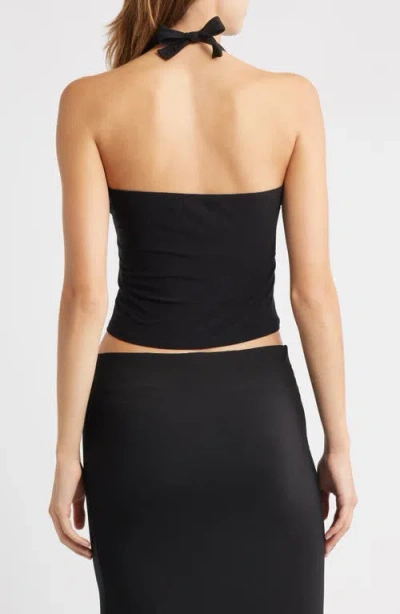 Bella Venice Mia Halter Crop Top In Black