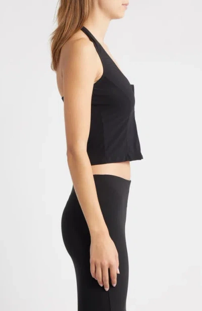 Bella Venice Mia Halter Crop Top In Black