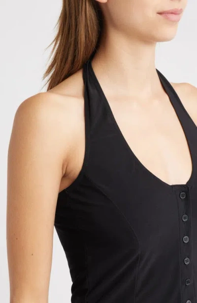 Bella Venice Mia Halter Crop Top In Black