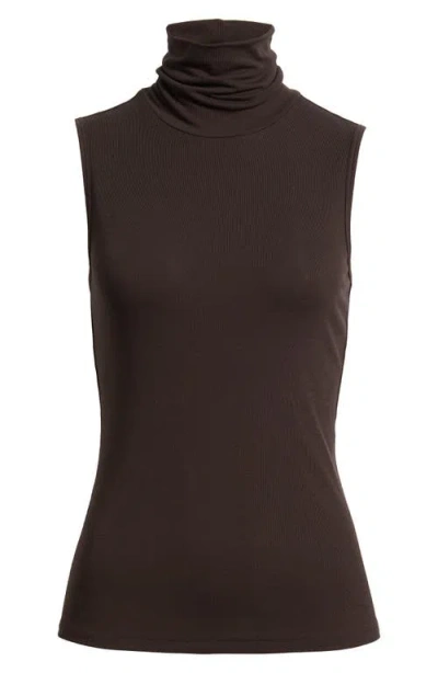 Theory Wendel Sleeveless Turtleneck Top In Brown