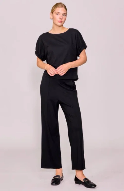 Melloday Puff Sleeve Knit Top In Black