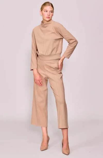 Melloday Funnel Neck Pullover In Brown