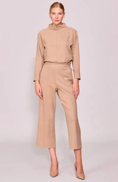 Melloday Funnel Neck Pullover In Brown