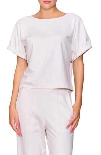 Melloday Puff Sleeve Knit Top In White