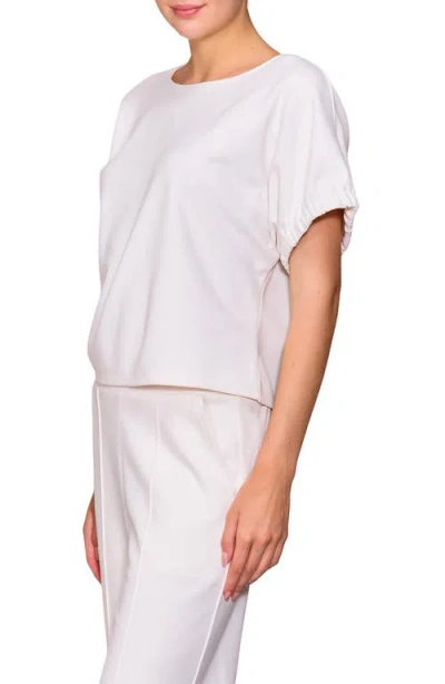 Melloday Puff Sleeve Knit Top In White
