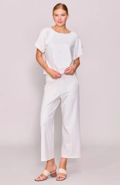 Melloday Puff Sleeve Knit Top In White