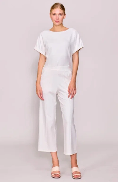 Melloday Puff Sleeve Knit Top In White