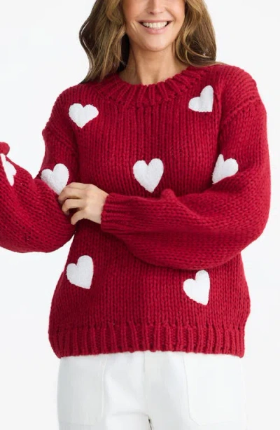 Brave + True Brave+true Heart On My Sleeve Sweater In Red