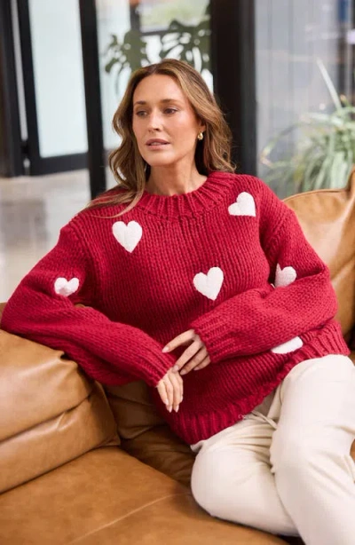 Brave + True Brave+true Heart On My Sleeve Sweater In Red