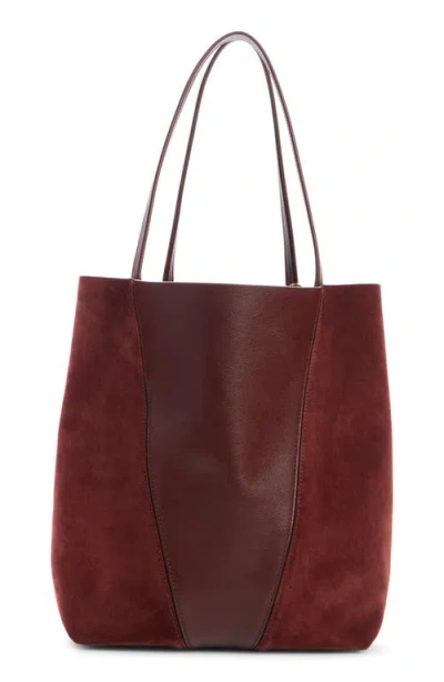 Chloé Large Spin Leather & Suede Tote In Brown